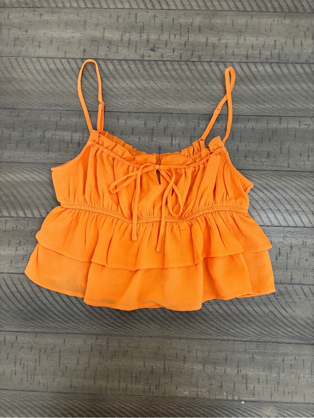 wild fable Orange Ruffle Tie-Front Tank Top